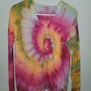 Tie Dye Hooded Long Sleeve Shirt Size Small